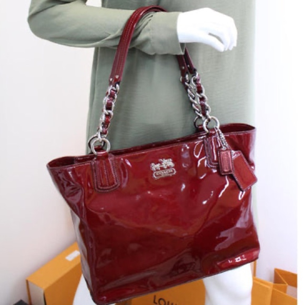 COACH 2011 Chelsea Wine Patent Leather Shoulder Tote Bag (18770) NWT - Picture 3 of 15